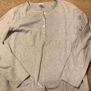 Lands’ End Knit Pajama Top Lounge Wear Ladies Size 14 16 XL Cotton Gray